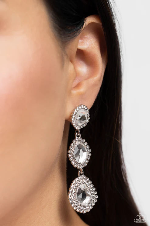 Prove Your Royalty White Earrings