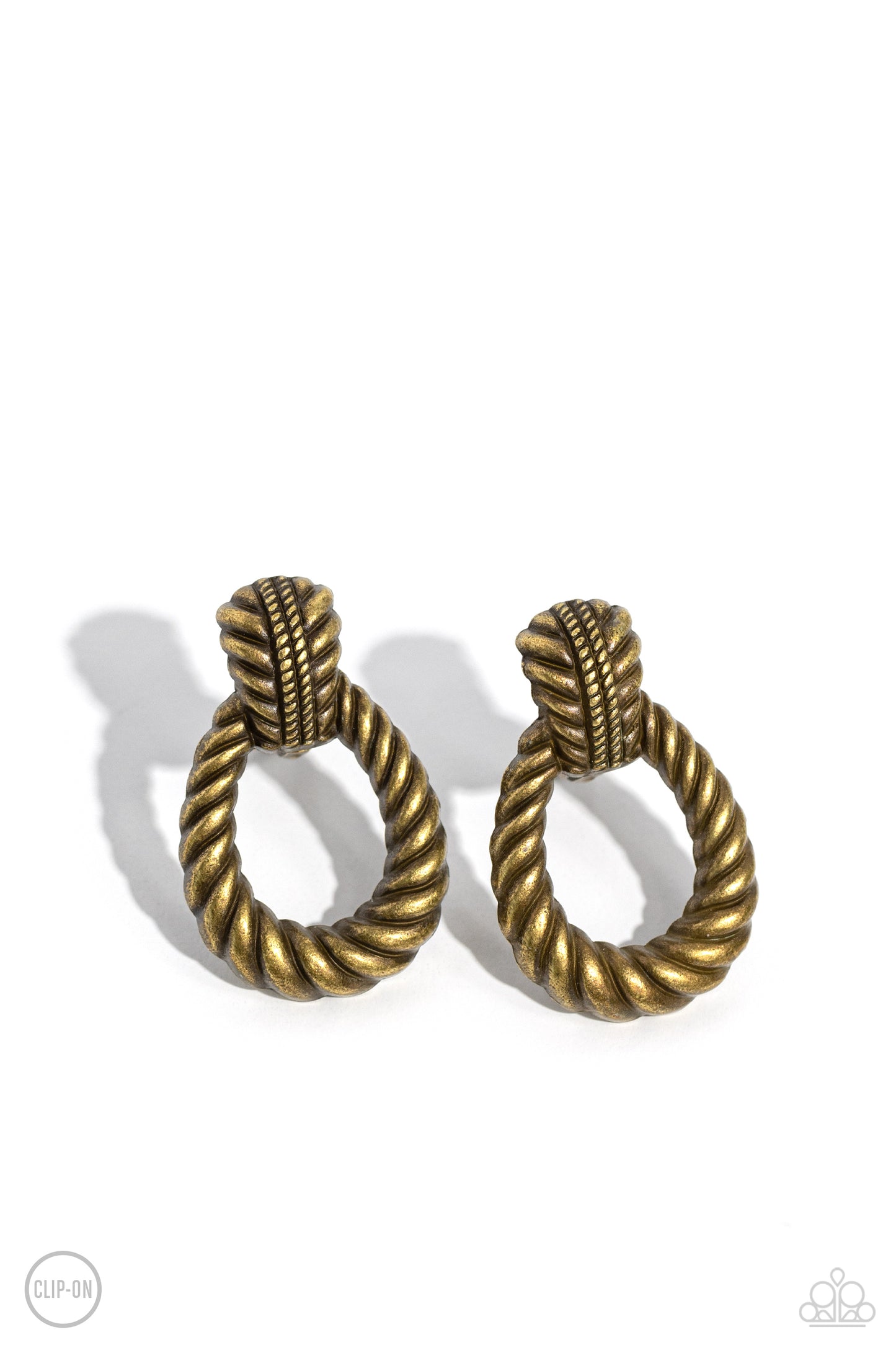 Roping Rodeo - Brass - Clip On Earrings