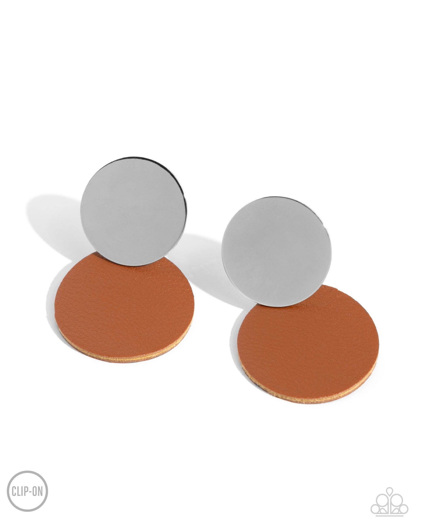 Leather Leader - Brown Clip-On Earrings