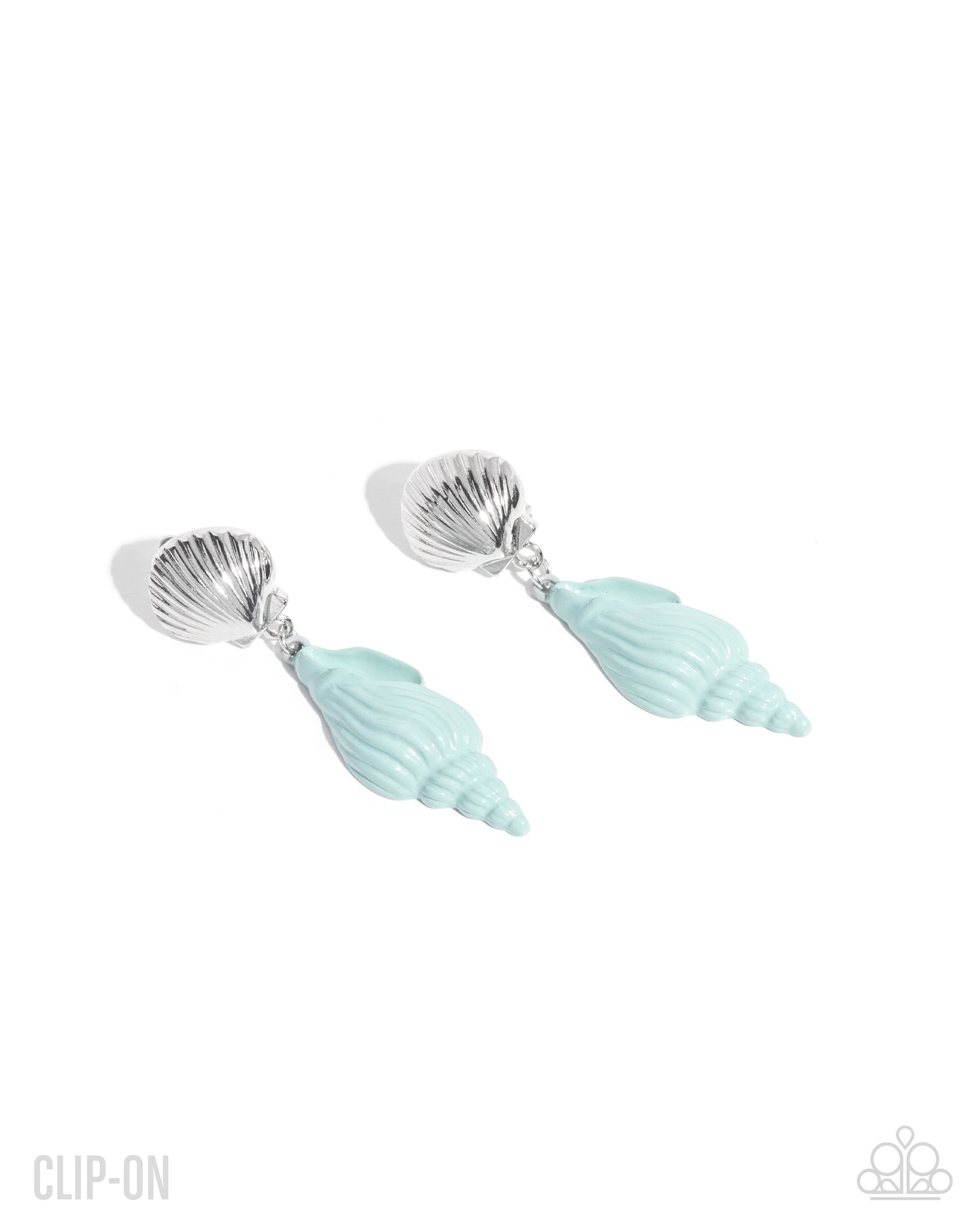 Coastal Collage - Blue Clip-On Earrings