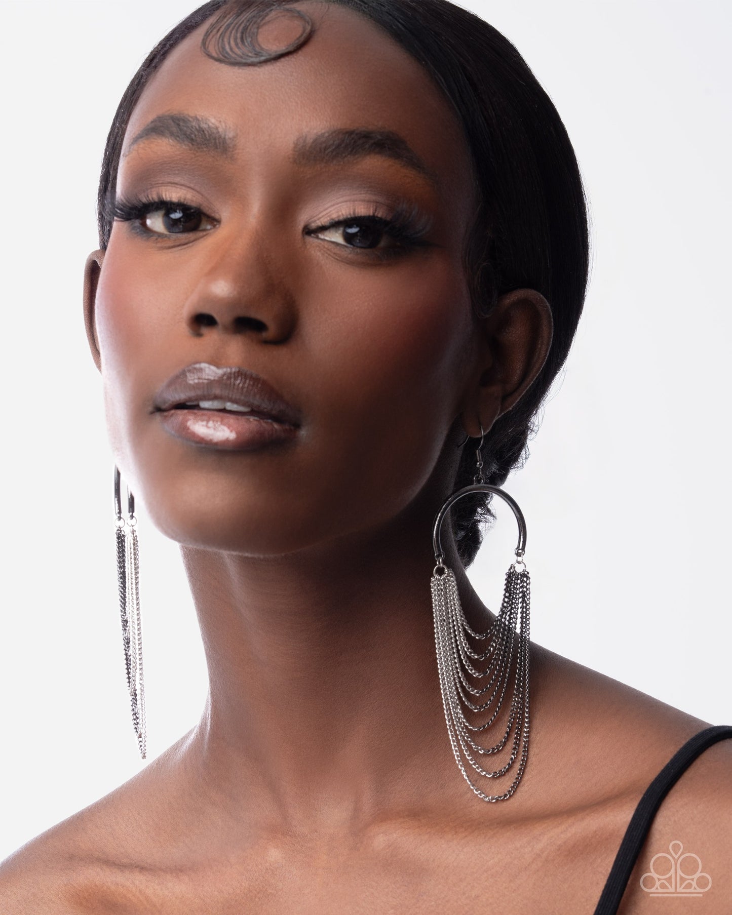Focused Fringe Black Earring