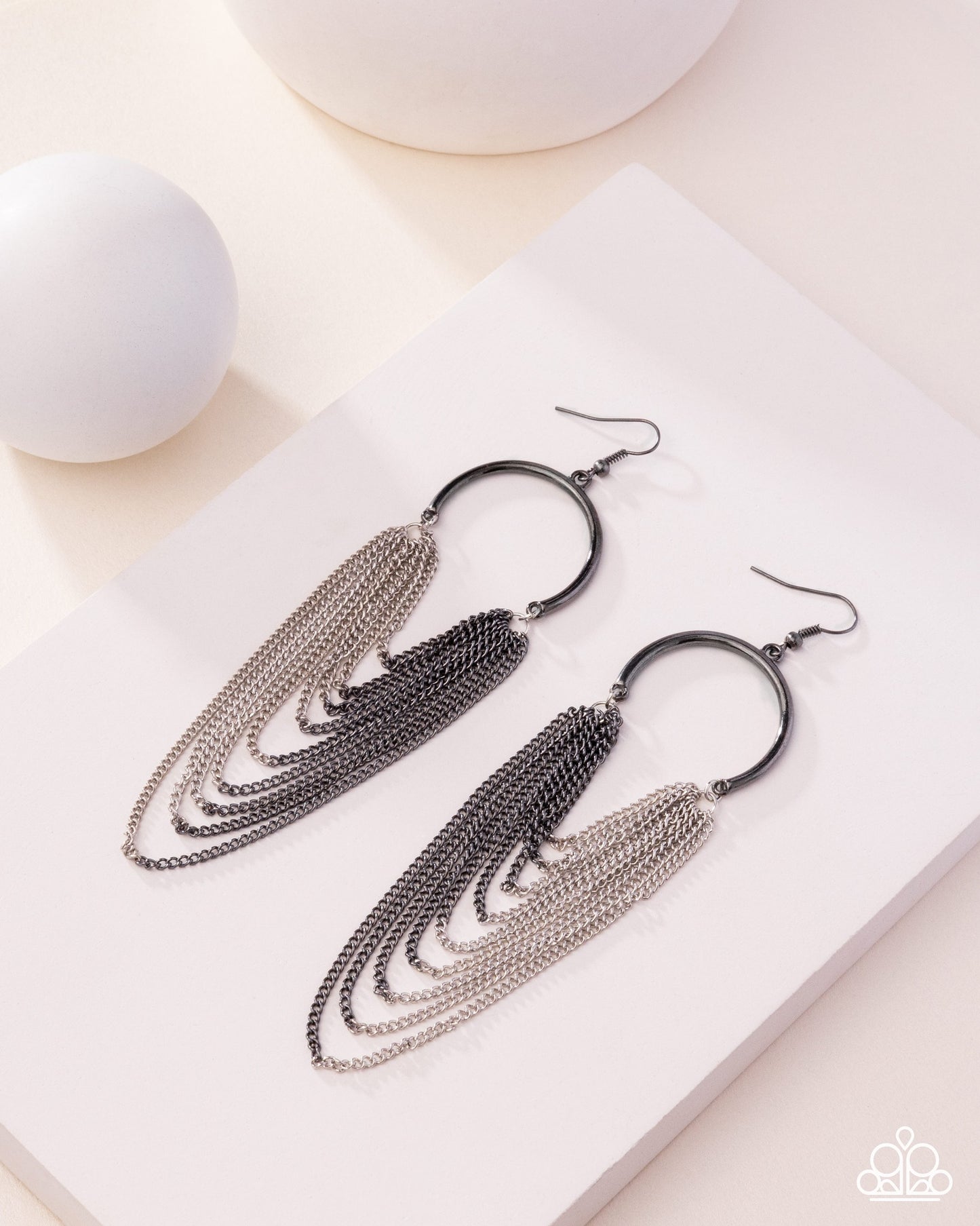Focused Fringe Black Earring