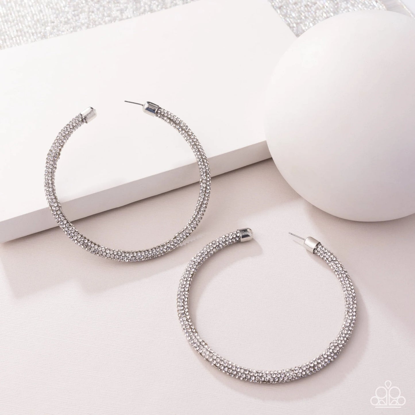 Classy Condition - White Hoop Earrings