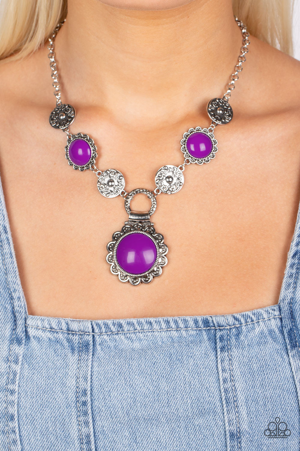 Positively Poppy Necklace and Poppy Persuasion Bracelet Purple Combo Set