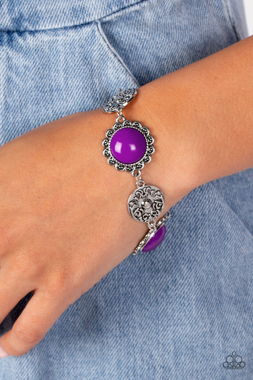 Positively Poppy Necklace and Poppy Persuasion Bracelet Purple Combo Set