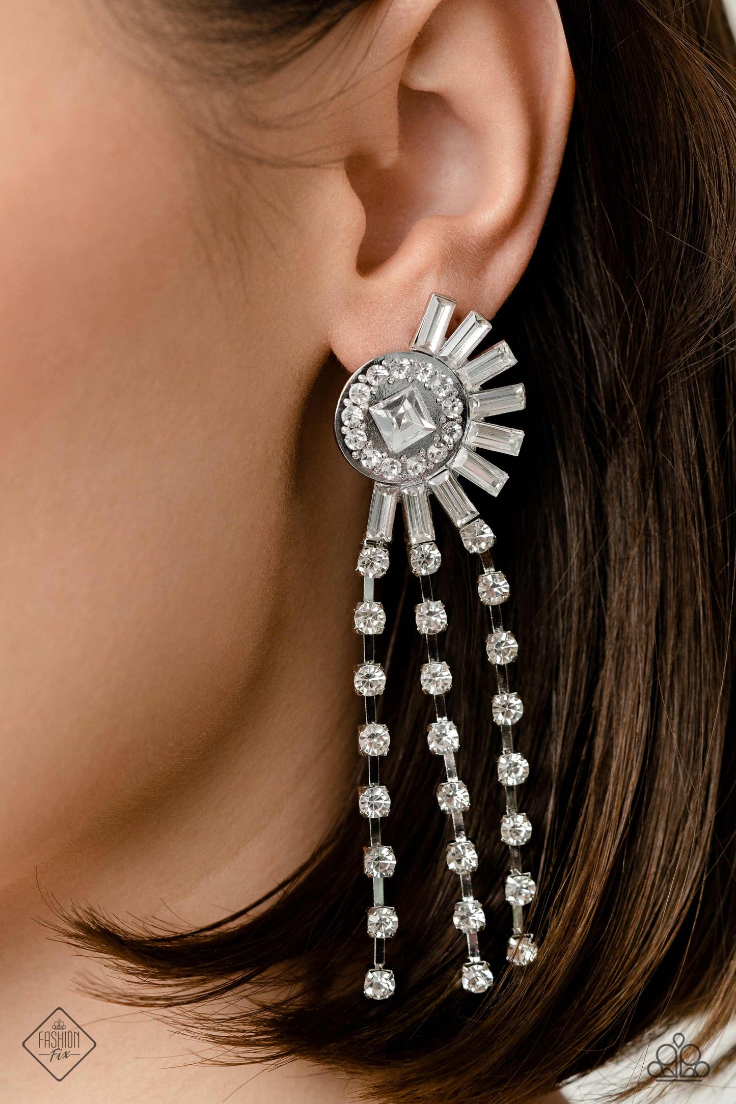 Torrential Twinkle - White Earrings - Fashion Fix