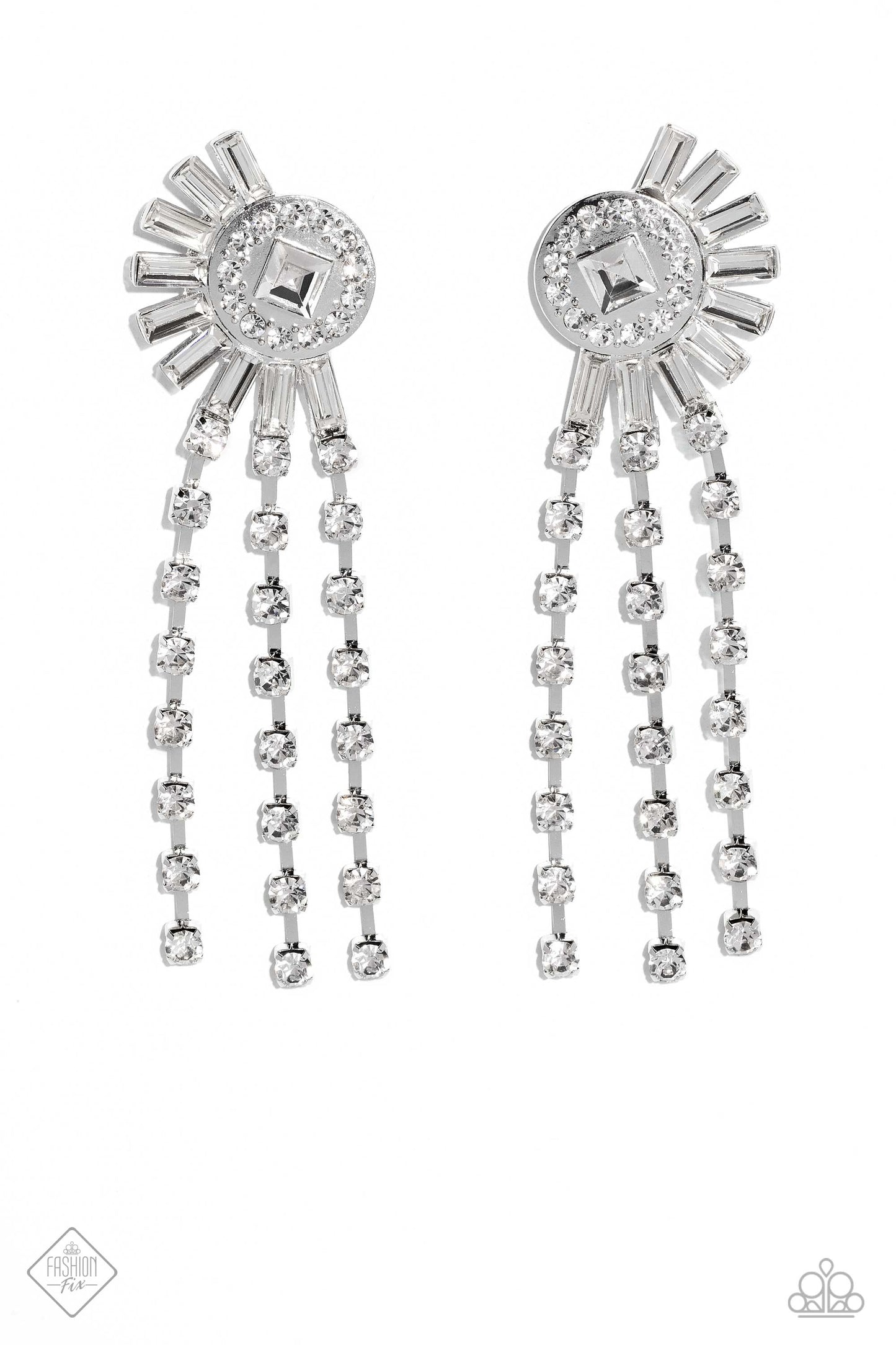 Torrential Twinkle - White Earrings - Fashion Fix