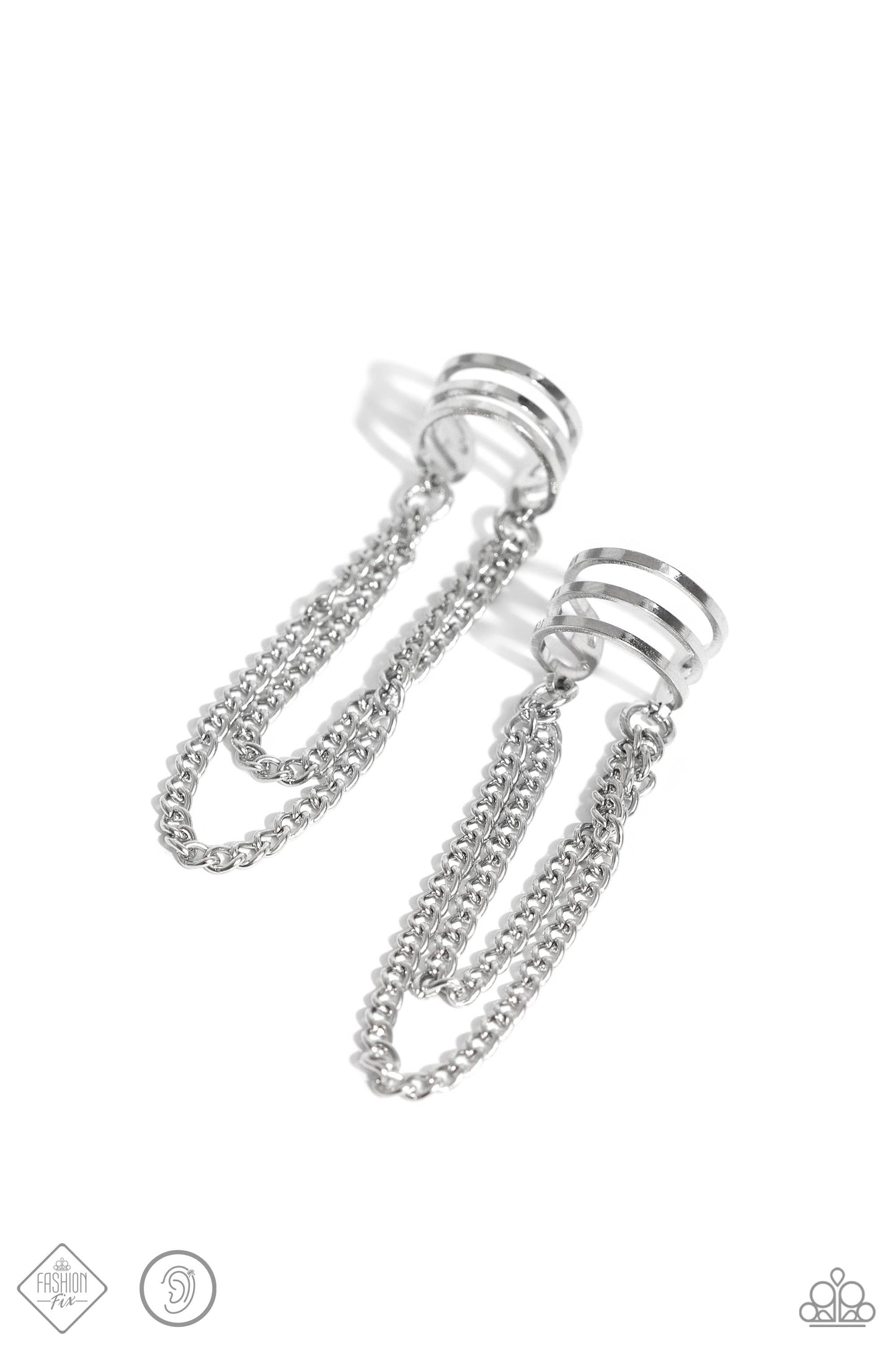 Unlocked Perfection - Silver Cuff Earrings - Fashion Fix