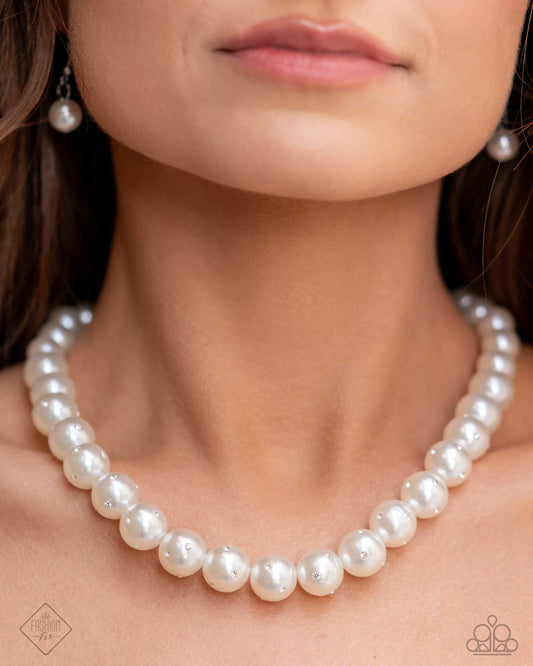 Dashing Definition - White Necklace - Fashion Fix