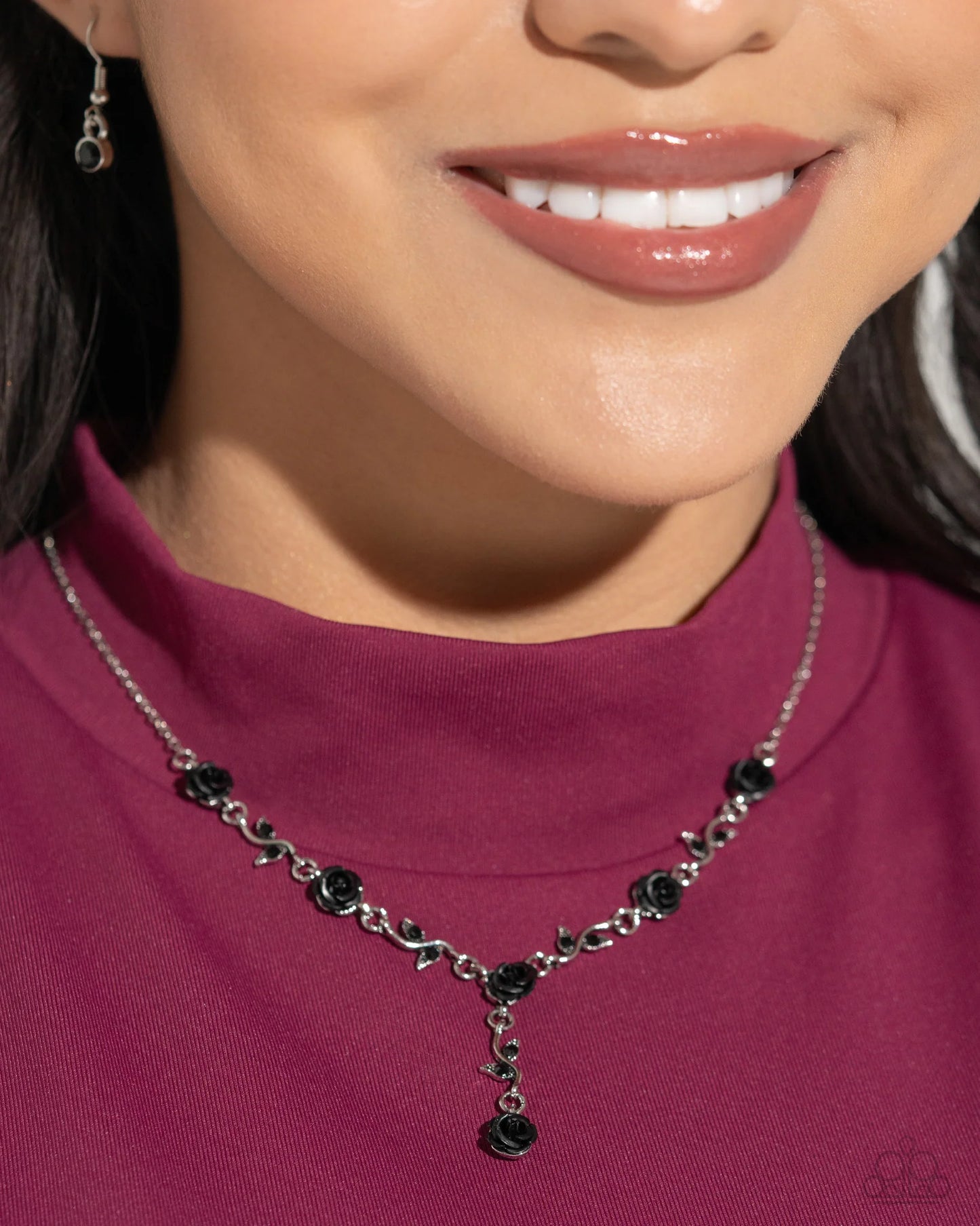 Rose Without Saying Black Necklace