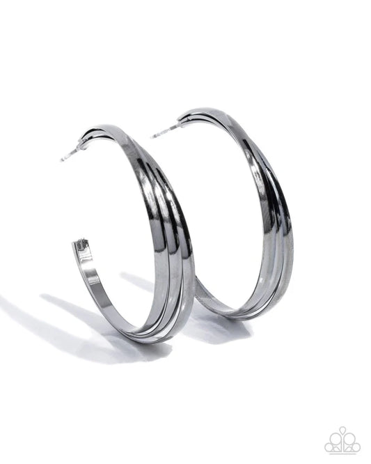 Layover Leader Black Hoop Earring