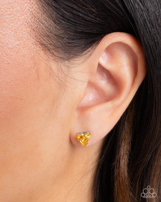Triangular Twinkle Yellow Post Earrings