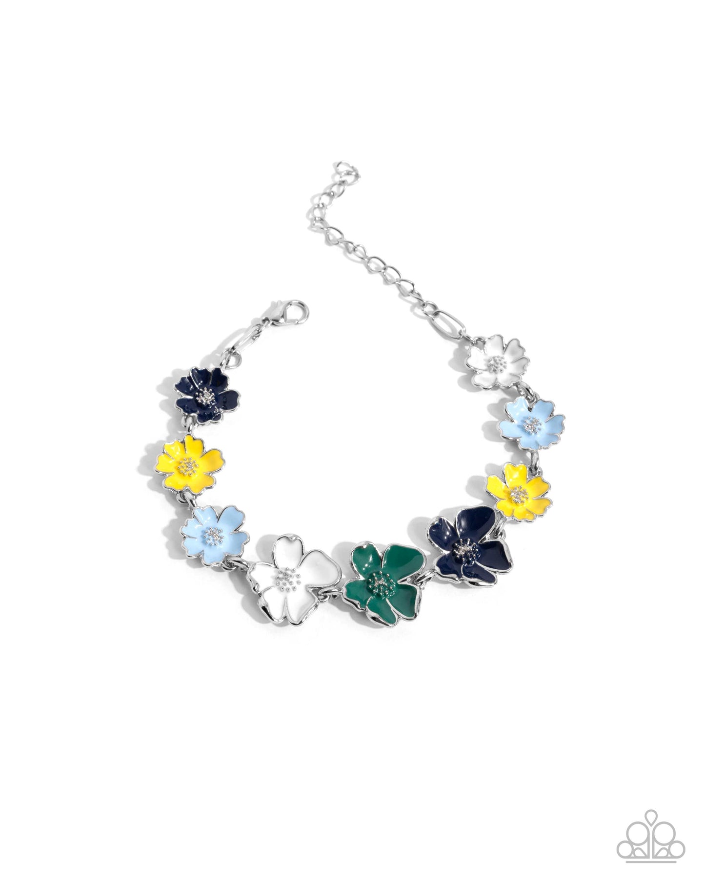 French Florals & Candid Color Blue Necklace & Bracelet Combo Set