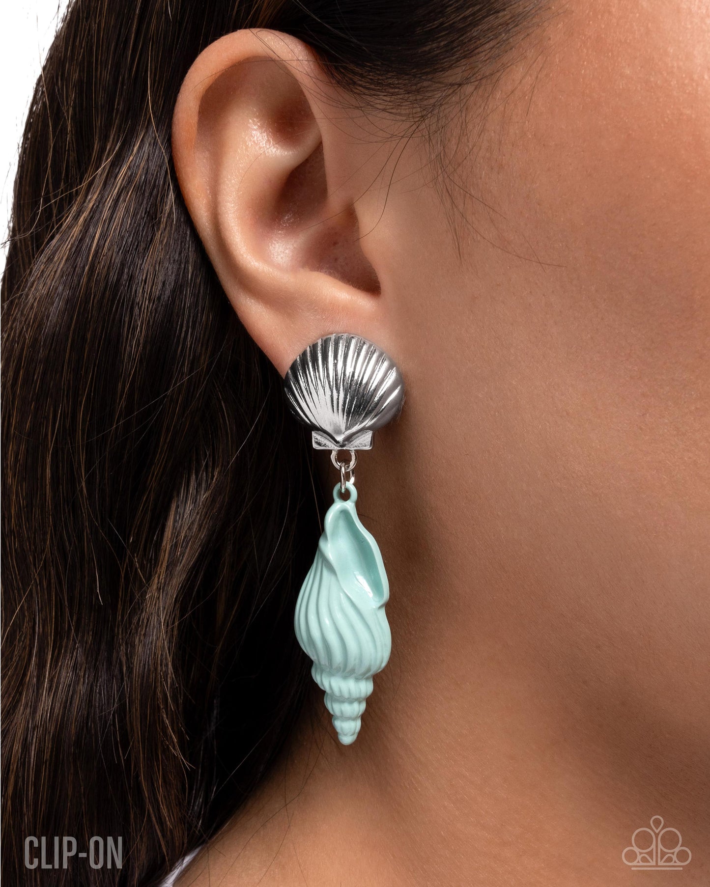 Coastal Collage - Blue Clip-On Earrings