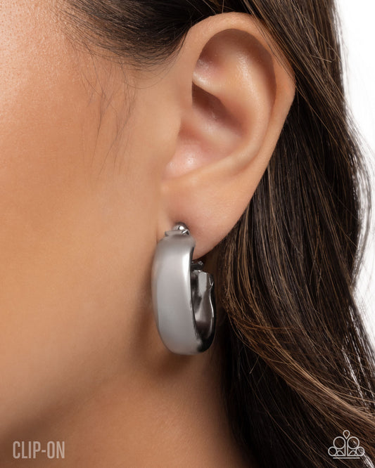 Sleek Spell - Silver - Clip On Earrings