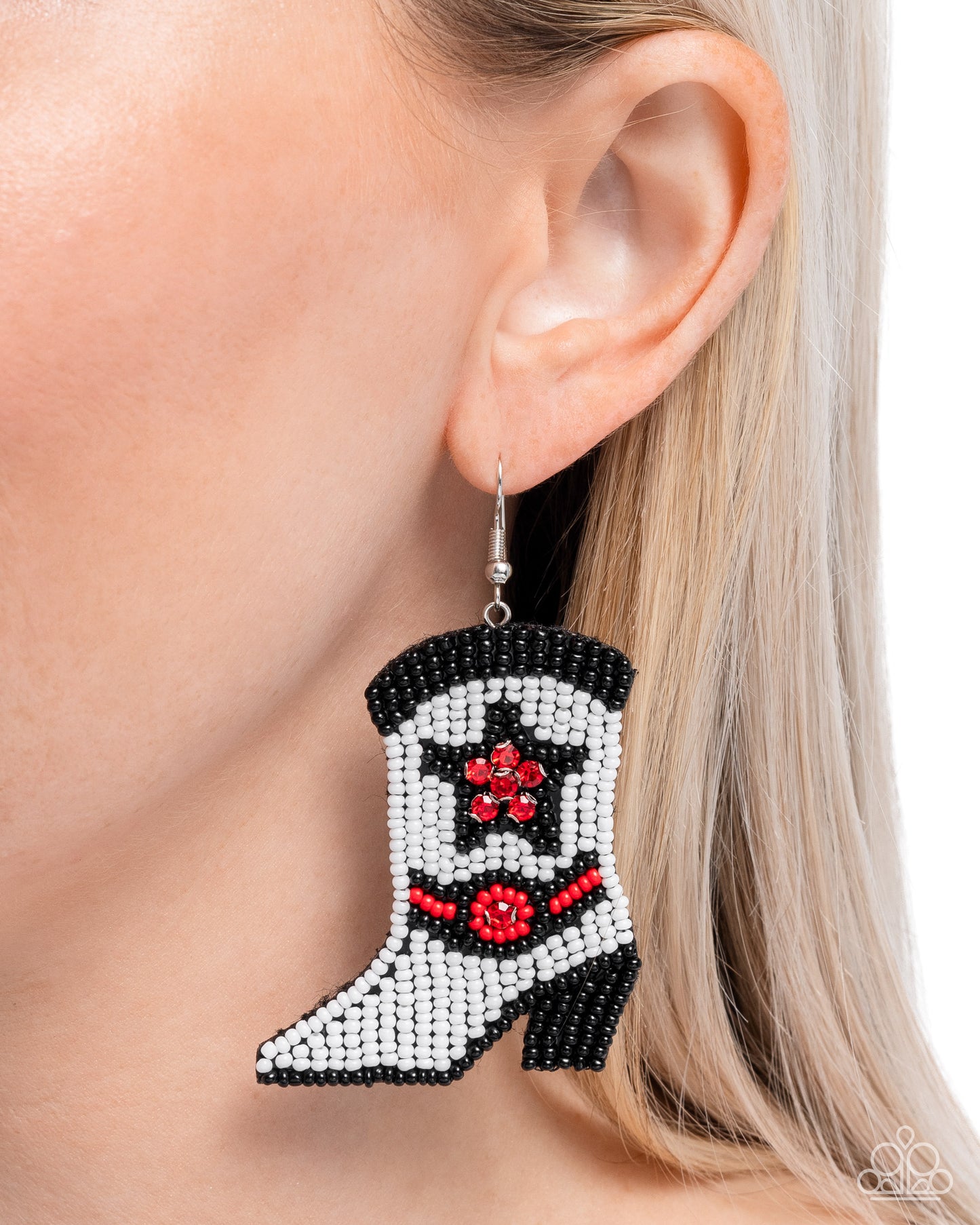Beaded Boot - White Earrings