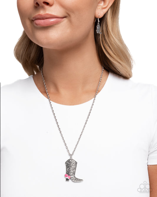 Blazing Boot - Pink Necklace