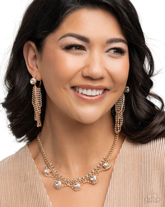 Never Enough Elegance - Hoop Earring & Ceaseless Chic - Gold Necklace Combo