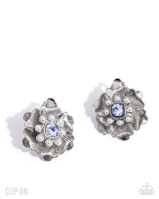Devoted Dazzle - Blue Clip-On Earring