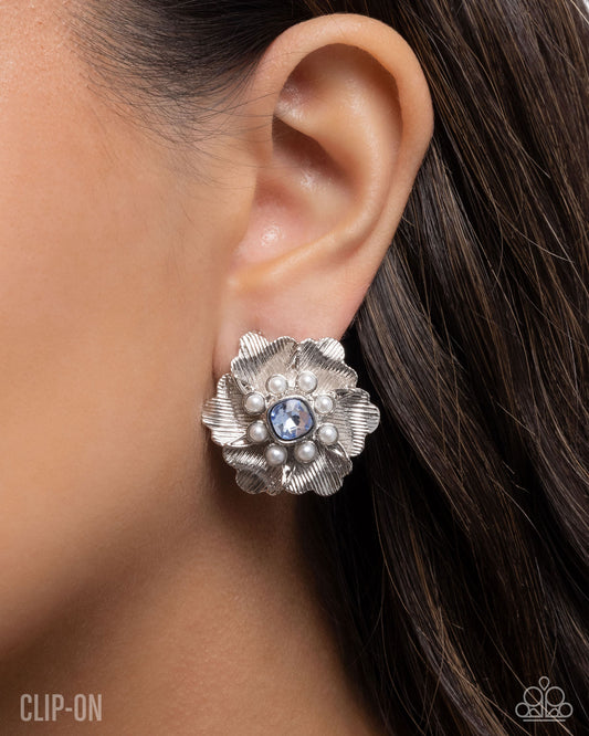 Devoted Dazzle - Blue Clip-On Earring