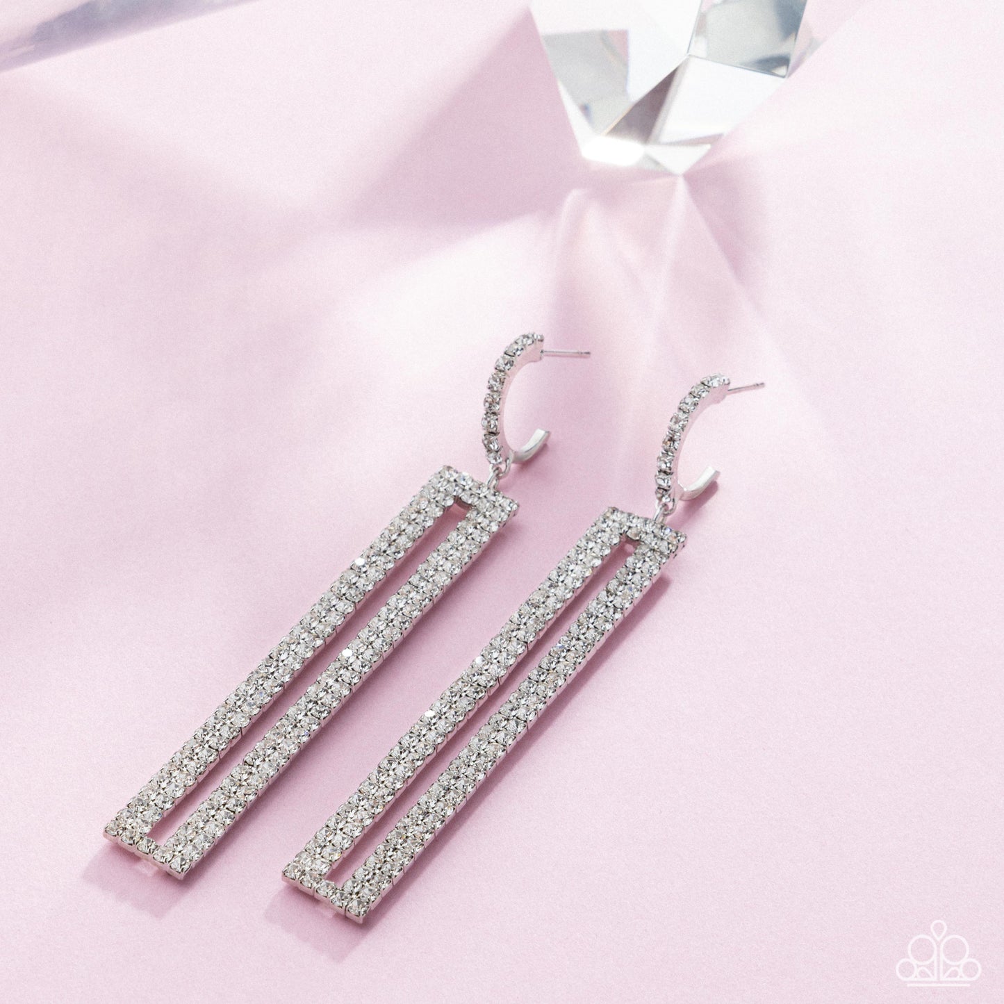 Elongated Ease White Hoop Earrings - LOP