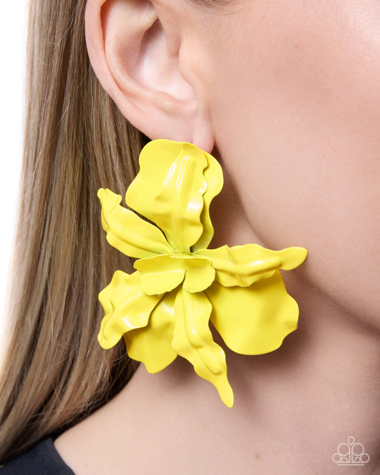 Flourishing Freestyle - Yellow Earrings