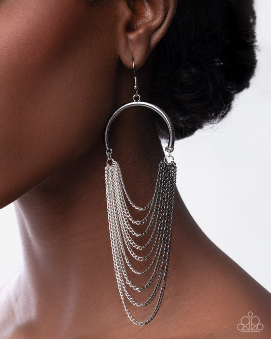 Focused Fringe Black Earring