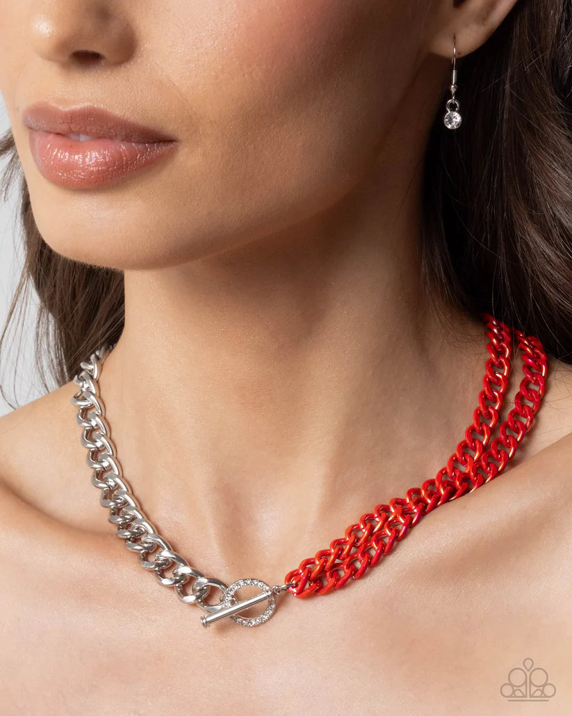 Iridescent Icon Necklace and Tourist Twist Red Combo Set