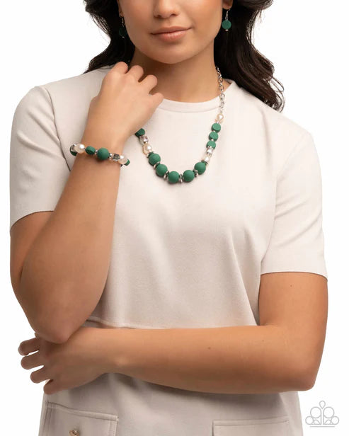 And Just Like That Necklace & Like-Minded Green Bracelet Combo Set