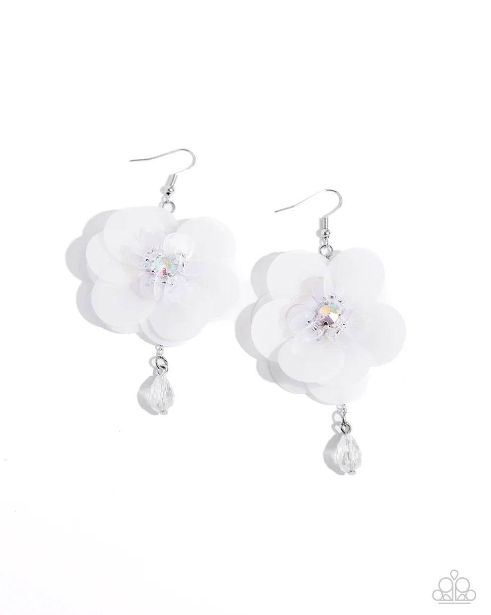 Oversized Opulence White Earrings