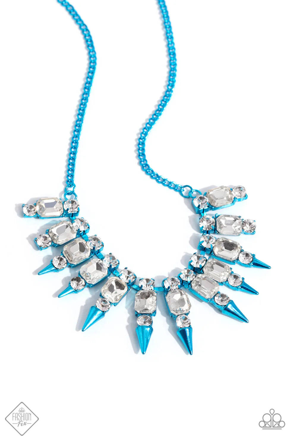 Punk Pattern Blue Necklace -  Fashion Fix