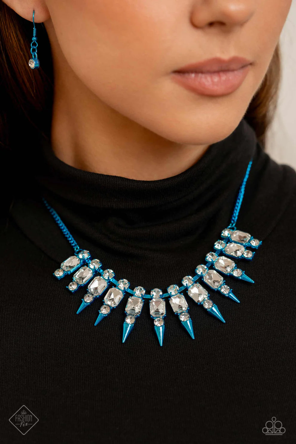 Punk Pattern Blue Necklace -  Fashion Fix