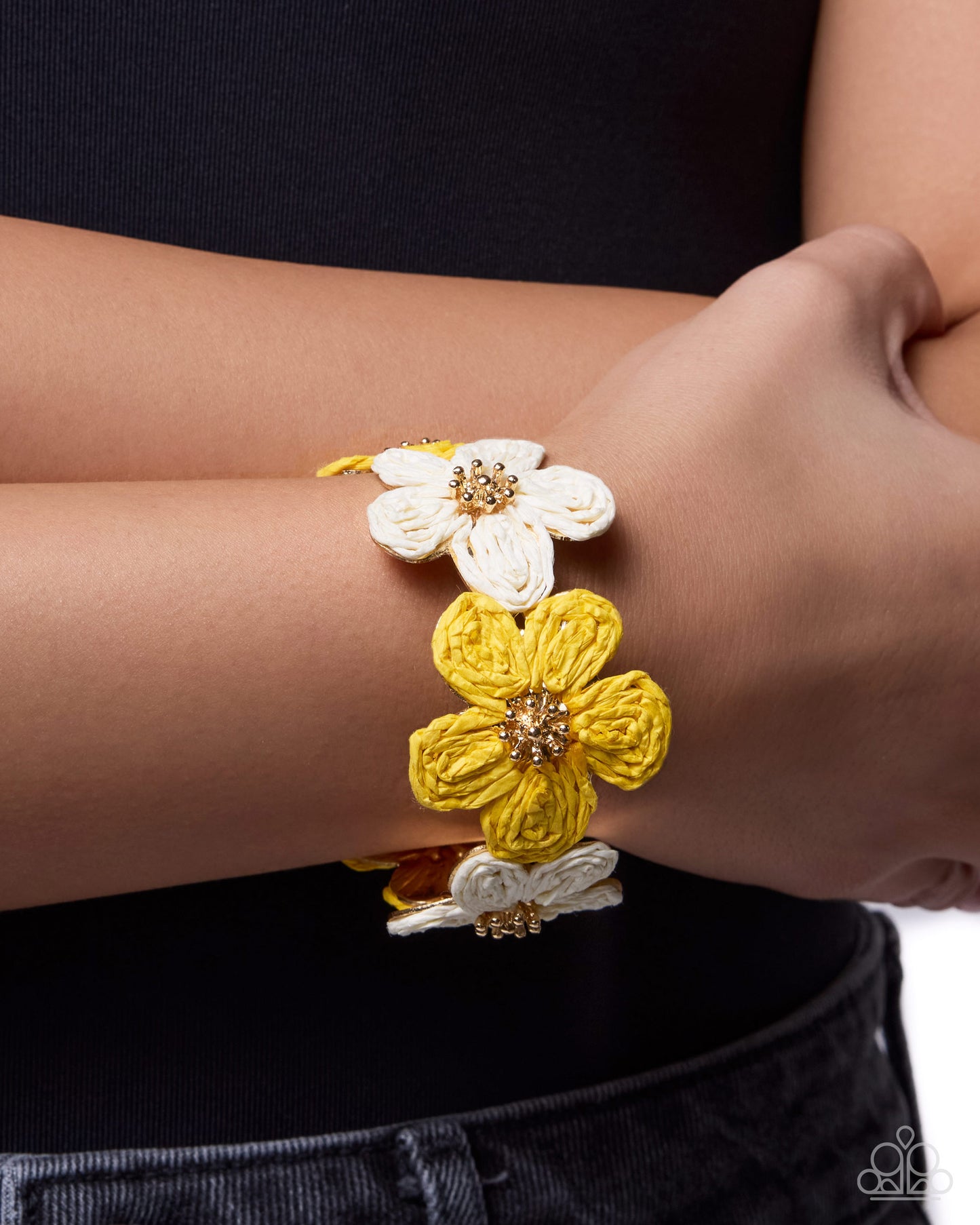 Rustic Raffia - Yellow Bracelet