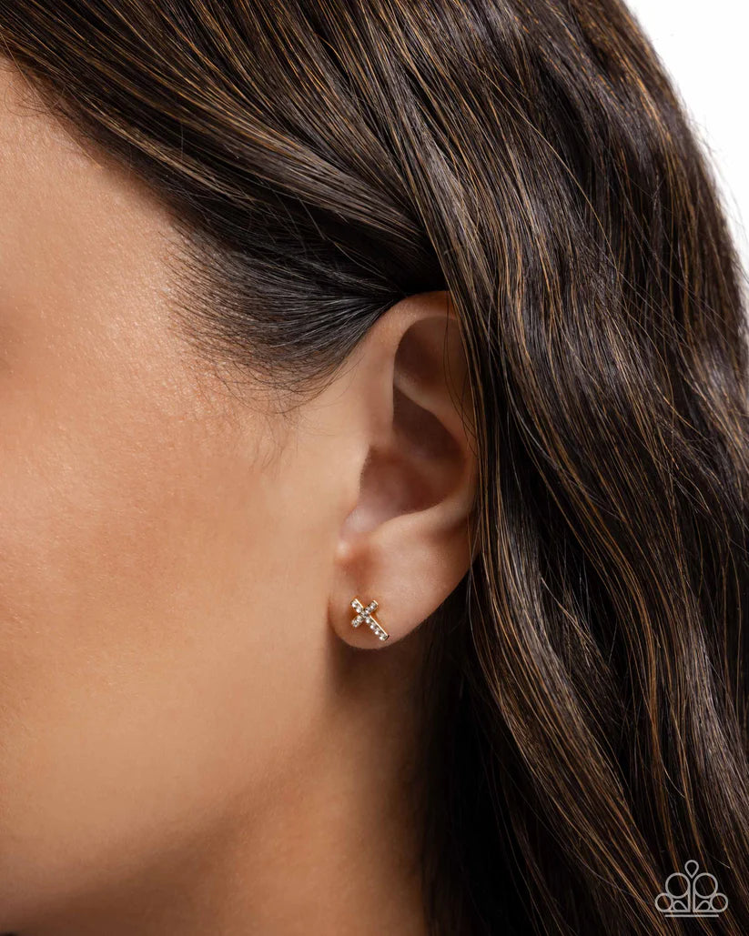 Sacred Shimmer Gold Post Earrings