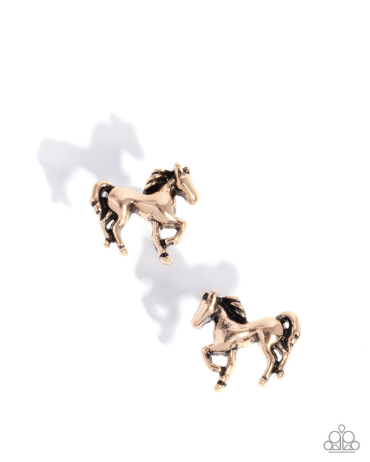 Stallion Selfie  Gold Earrings
