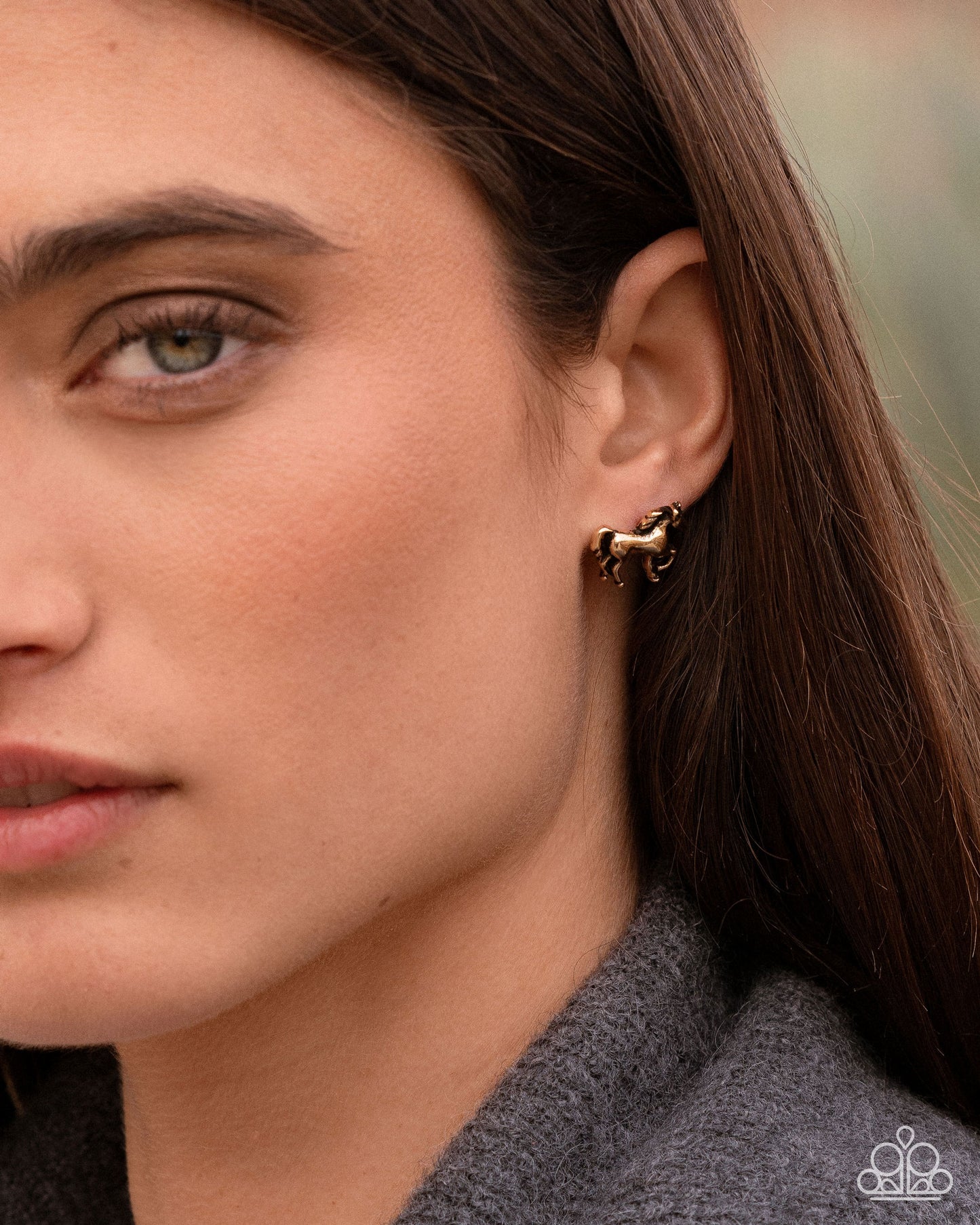 Stallion Selfie  Gold Earrings