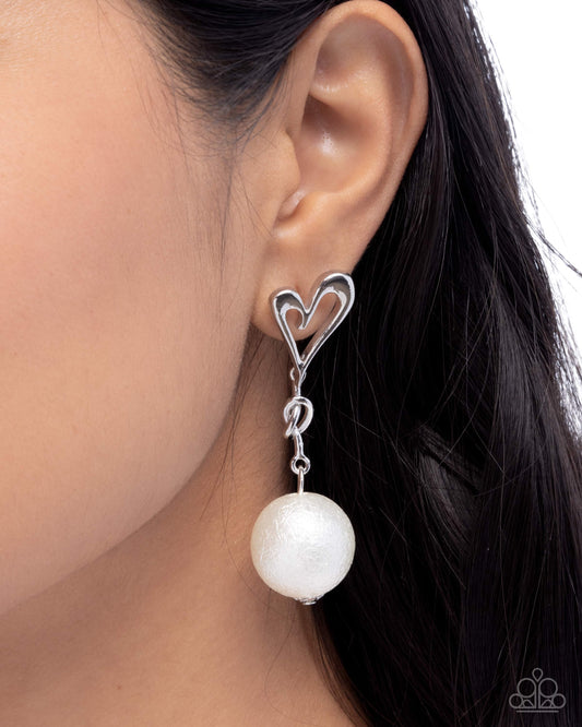 Sweetheart Sphere White Earrings