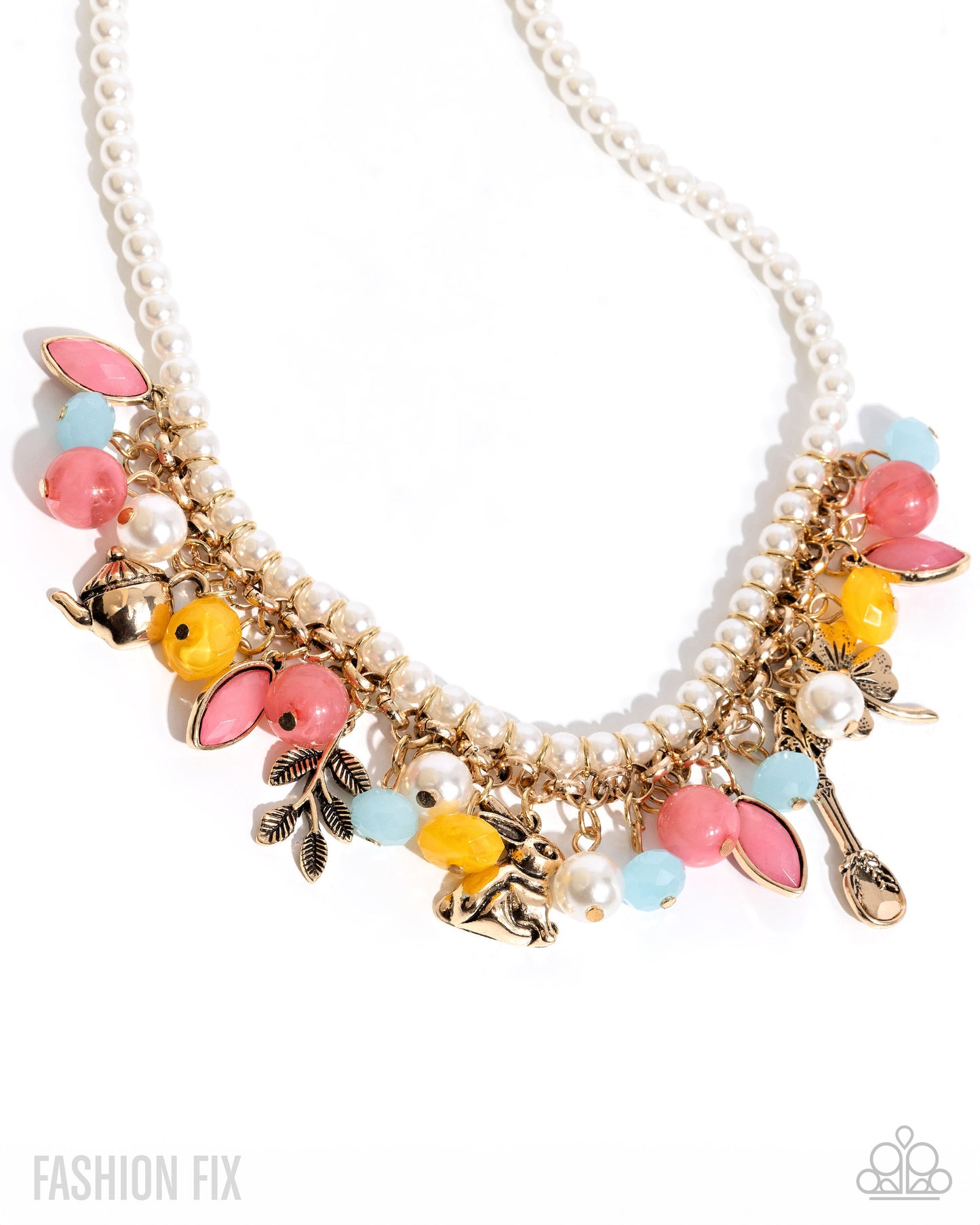 Tea Party Tapestry White Necklace - Fashion Fix
