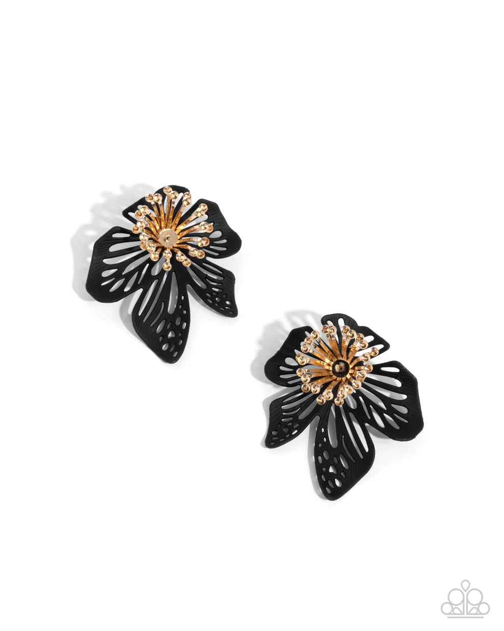 Wonderland Waliflower Black Post Earring