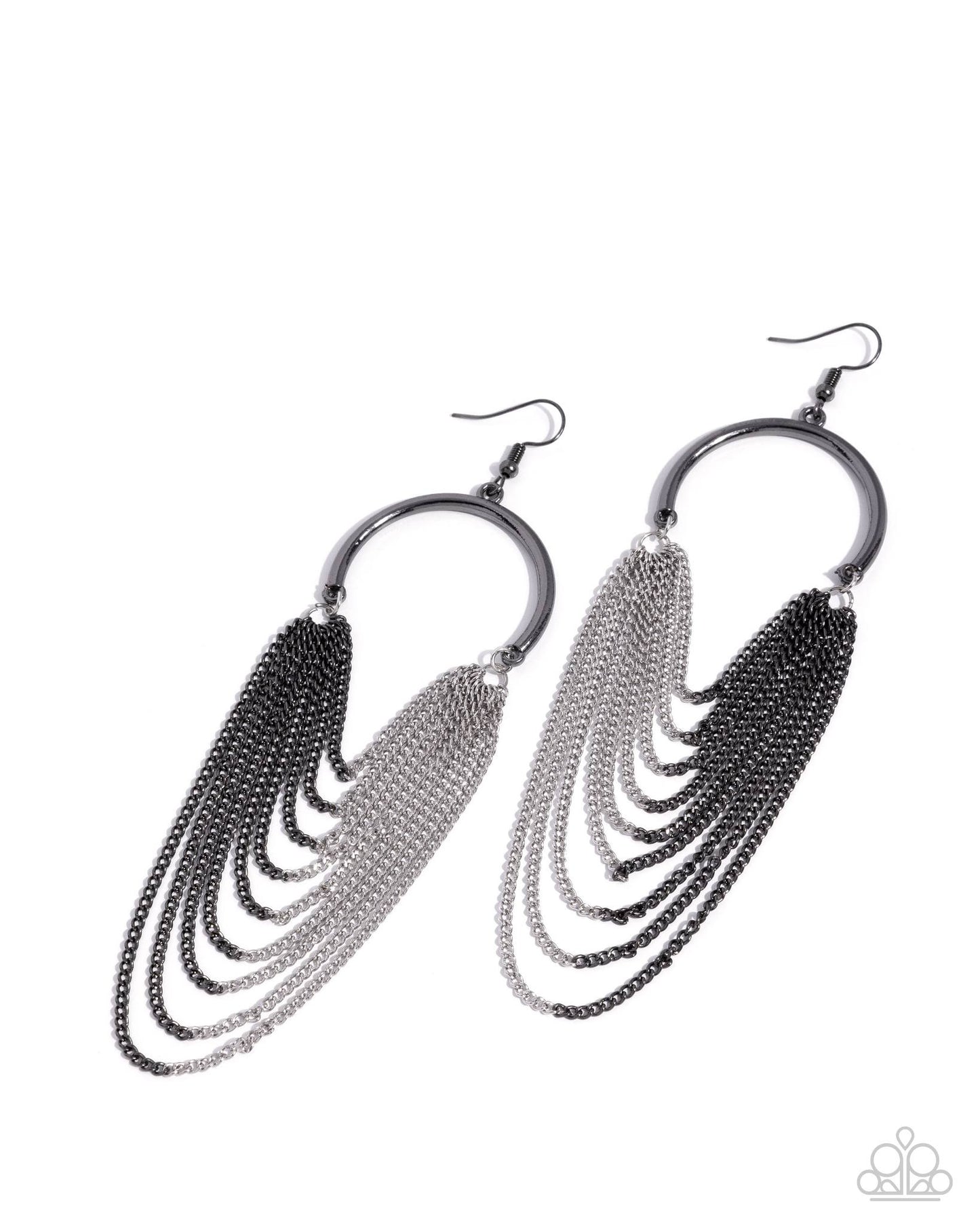 Focused Fringe Black Earring