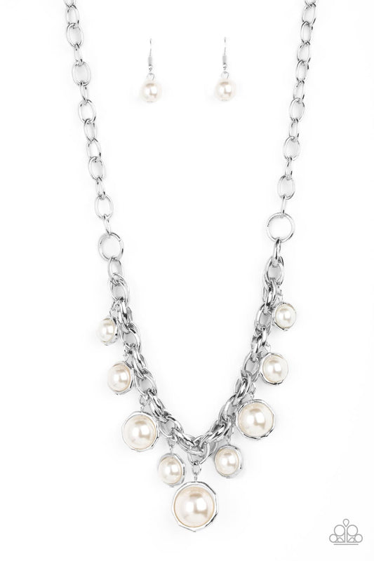 Revolving Refinement - White Necklace & Bracelet Set