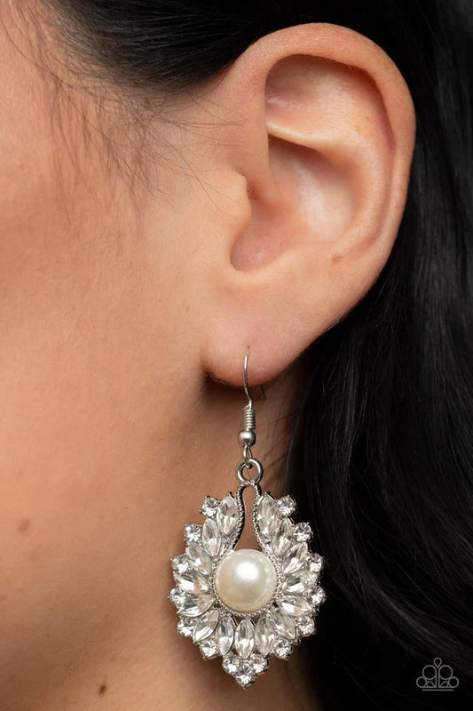 Crowns Required White Earring