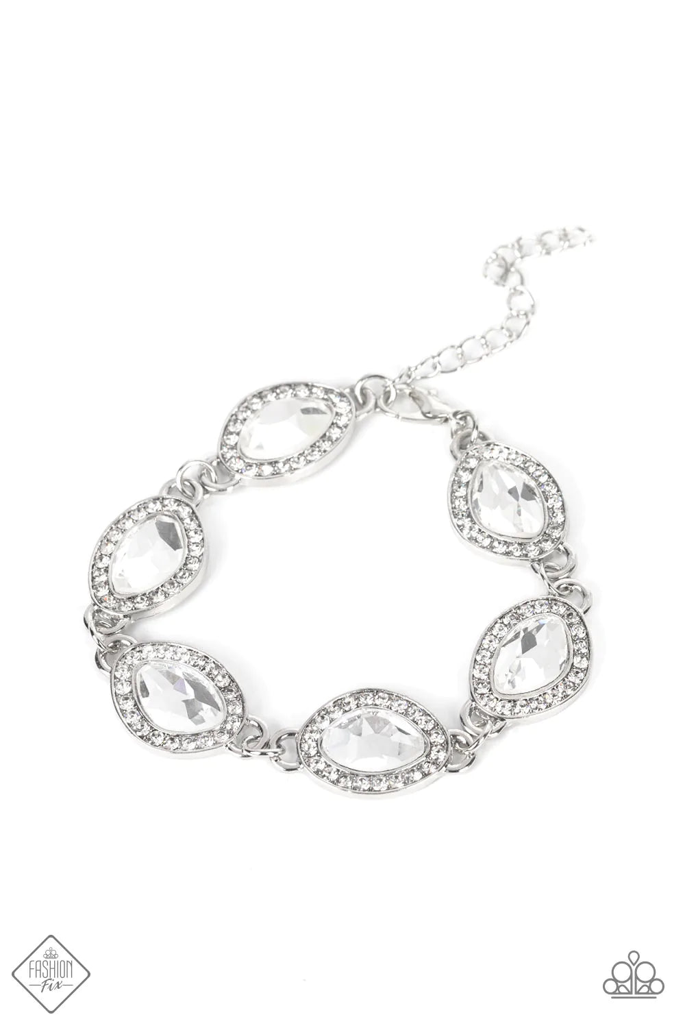 Next-Level Sparkle - White Gem Silver Bracelet